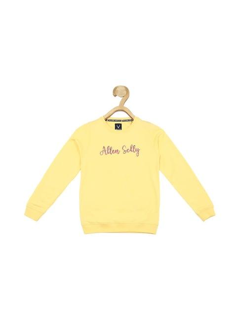 allen solly junior yellow embellished full sleeves sweatshirt