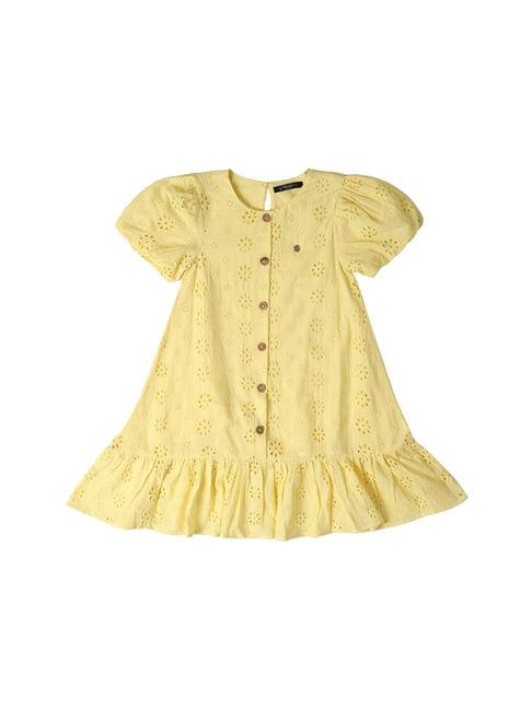 allen solly junior yellow self design shirt dress