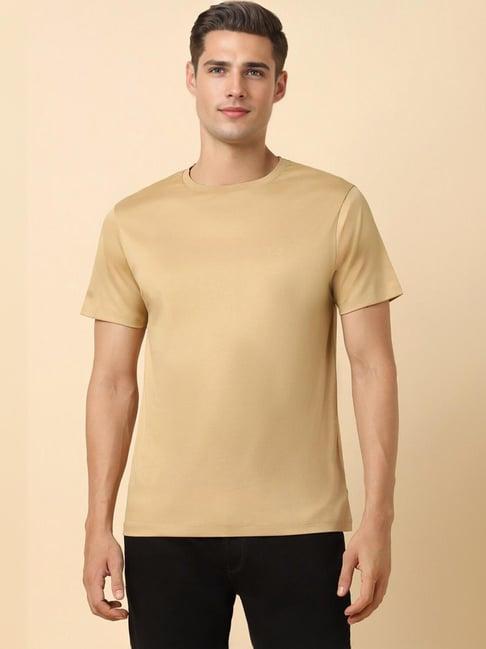 allen solly khaki cotton regular fit t-shirt