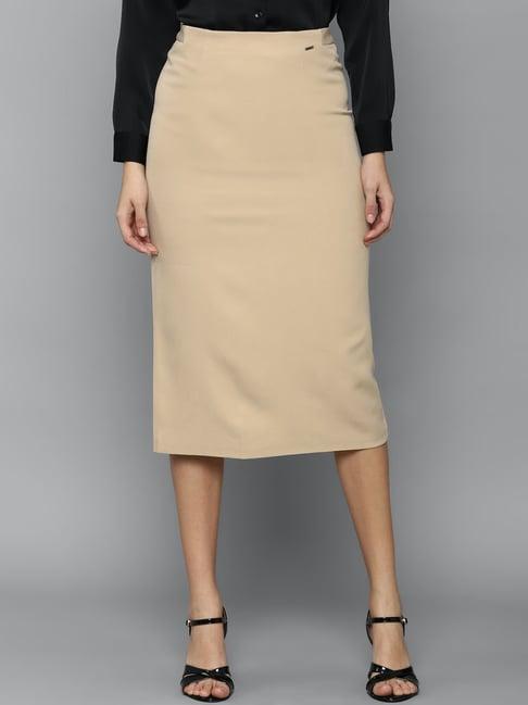 allen solly khaki midi skirt