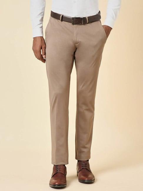 allen solly khaki slim fit trousers