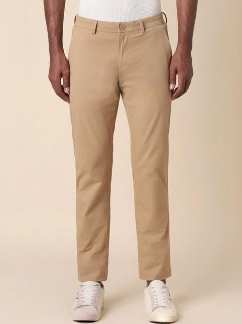 allen solly khaki slim fit trousers