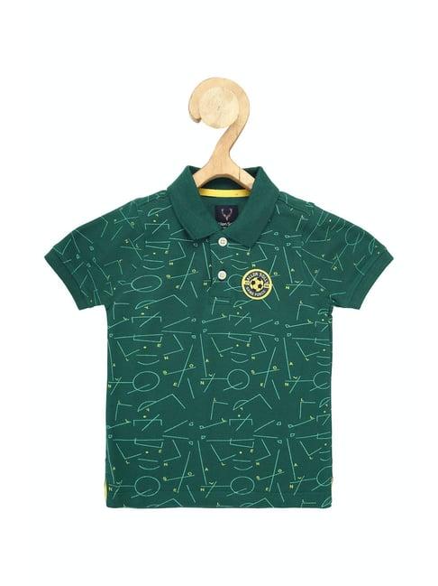 allen solly kids green printed polo t-shirt