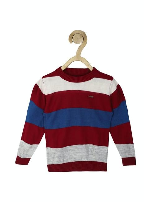 allen solly kids maroon & grey self design full sleeves sweater