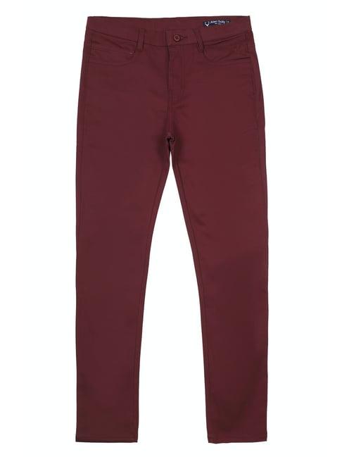 allen solly kids maroon solid trousers