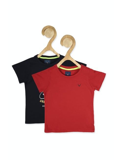allen solly kids navy & red printed t-shirt (pack of 2)