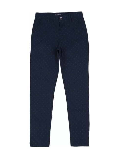 allen solly kids navy cotton printed trousers
