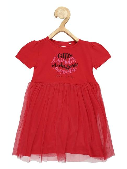 allen solly kids red graphic print frock
