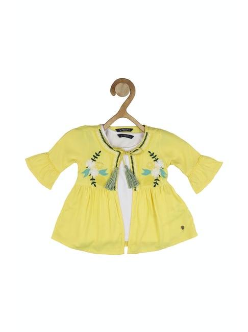 allen solly kids yellow embroidered full sleeves top