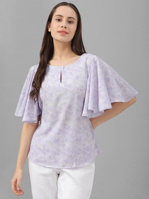 allen solly lavender & white printed top