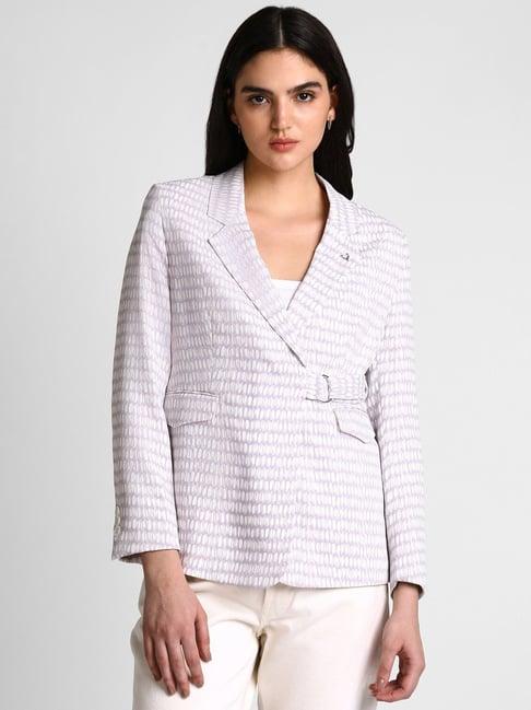 allen solly lavender printed blazer