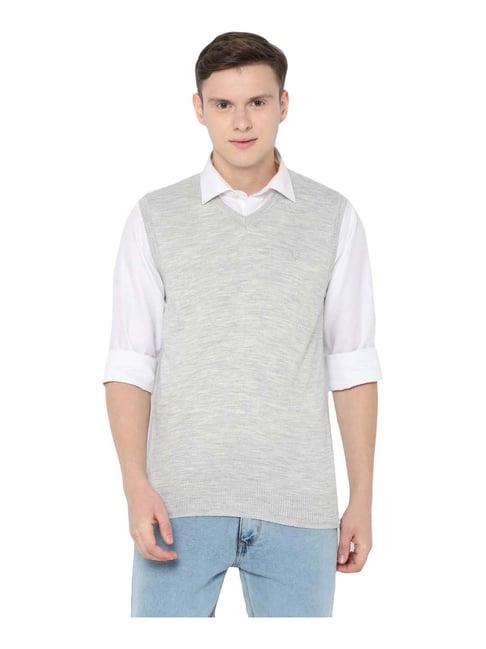 allen solly light grey regular fit heathered sweater