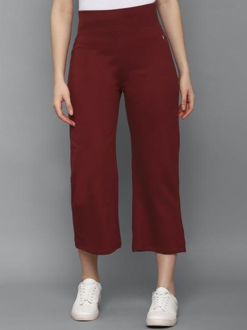 allen solly maroon cotton flared pants