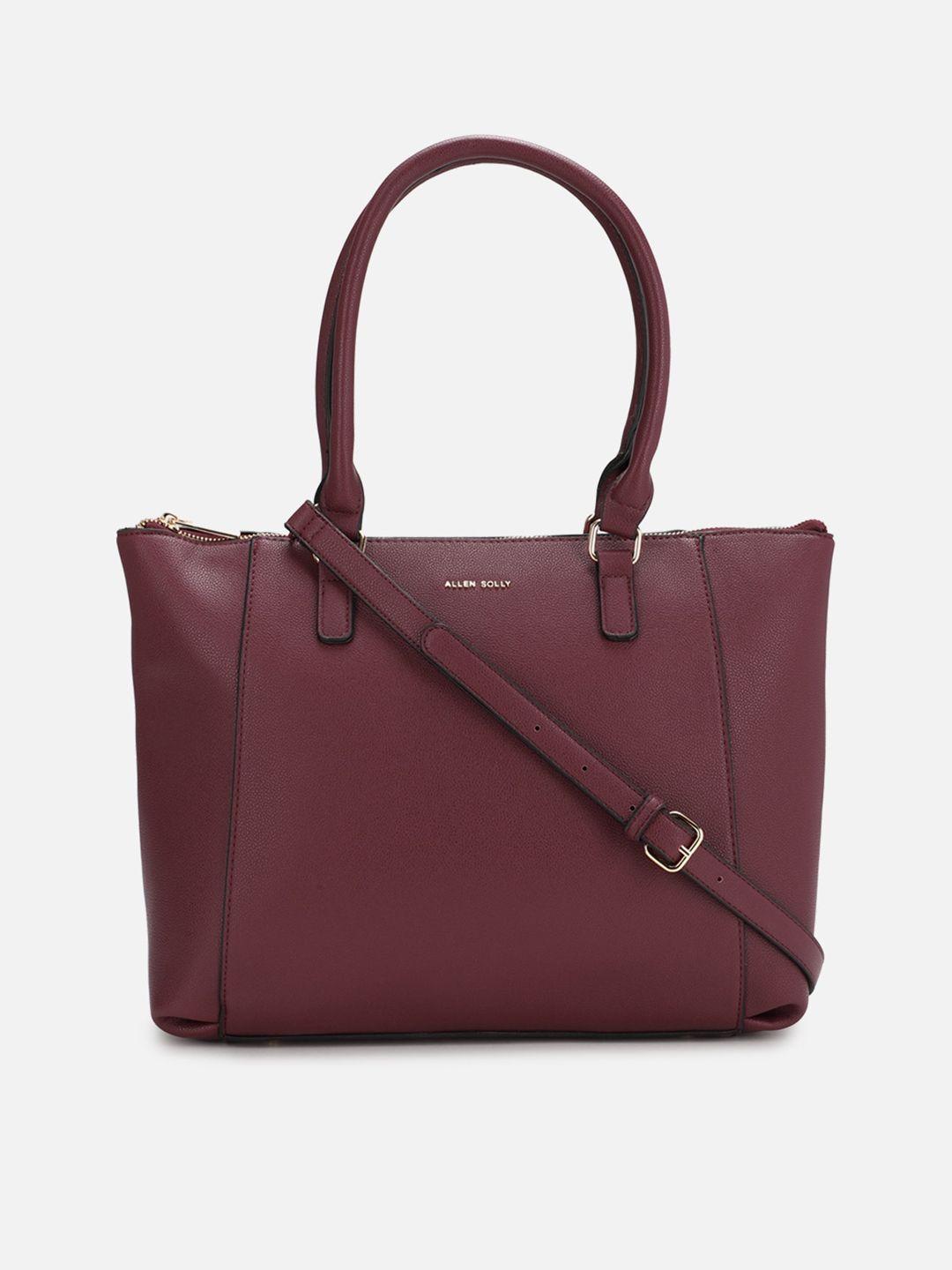 allen solly maroon pu structured handheld bag