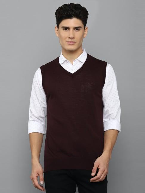 allen solly maroon regular fit sweaters