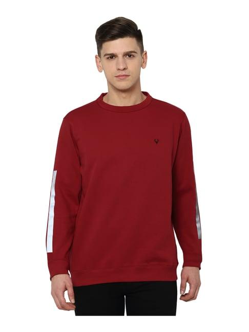 allen solly maroon regular fit sweatshirt