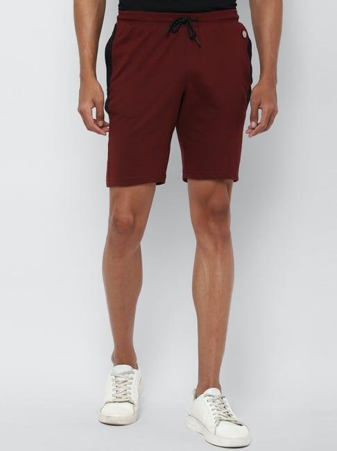 allen solly maroon slim fit self pattern shorts