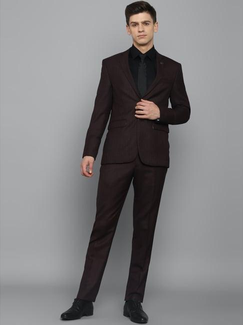 allen solly maroon slim fit two piece suit