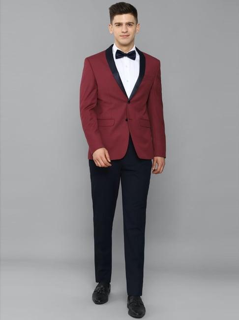 allen solly maroon slim fit two piece suits