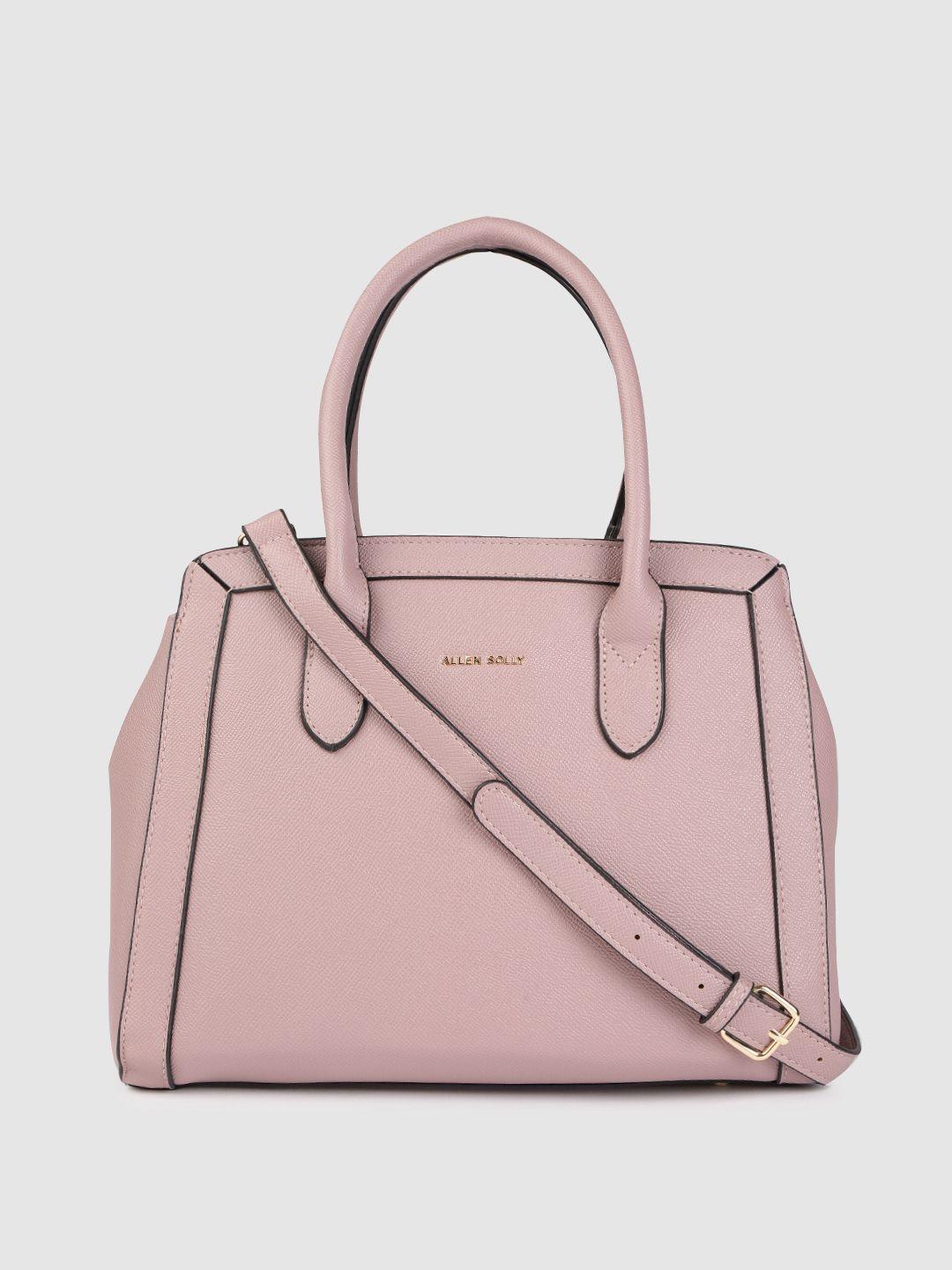 allen solly mauve pink solid pu regular structured handheld bag
