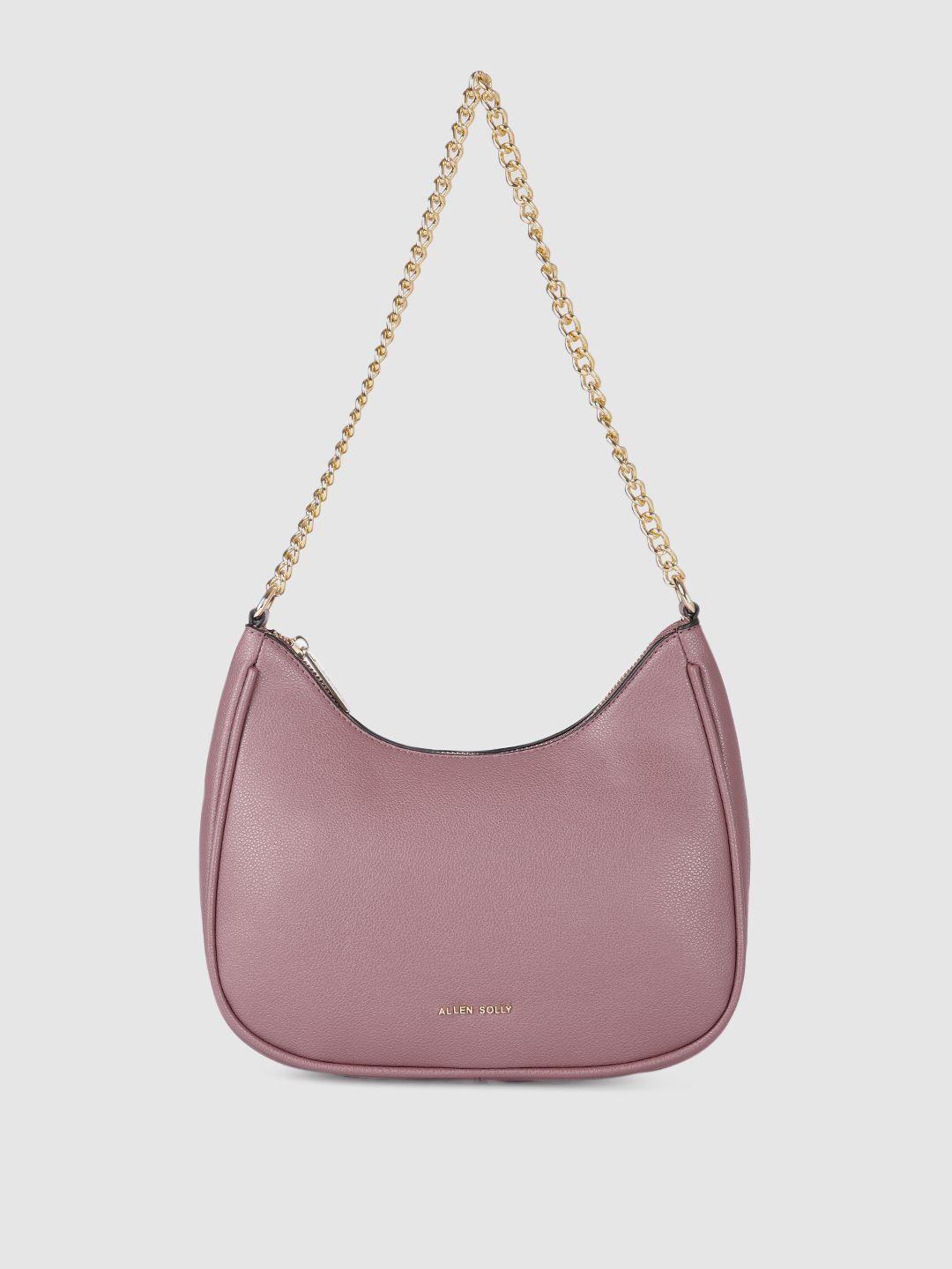 allen solly mauve solid structured shoulder bag