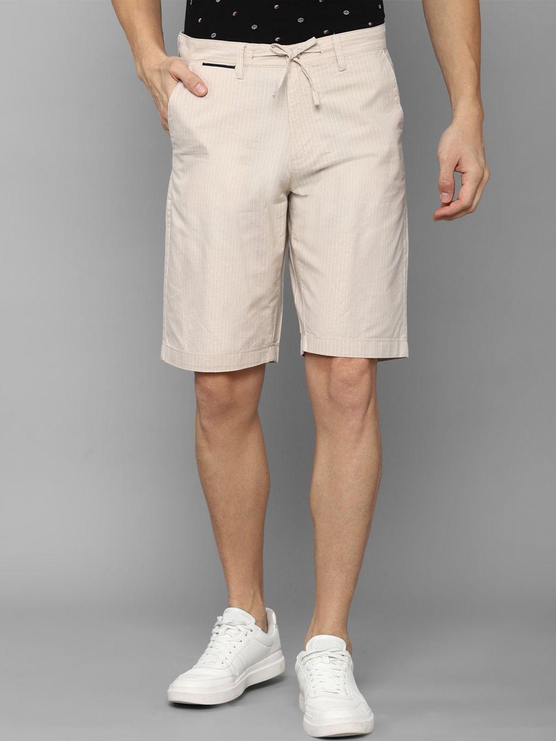 allen solly men beige cotton striped slim fit shorts