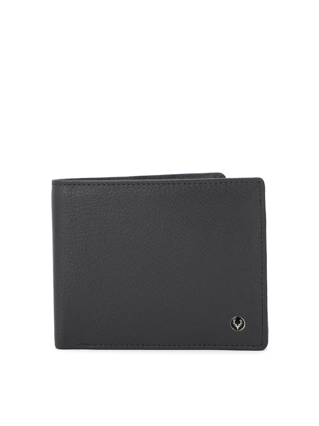 allen solly men black leather two fold wallet