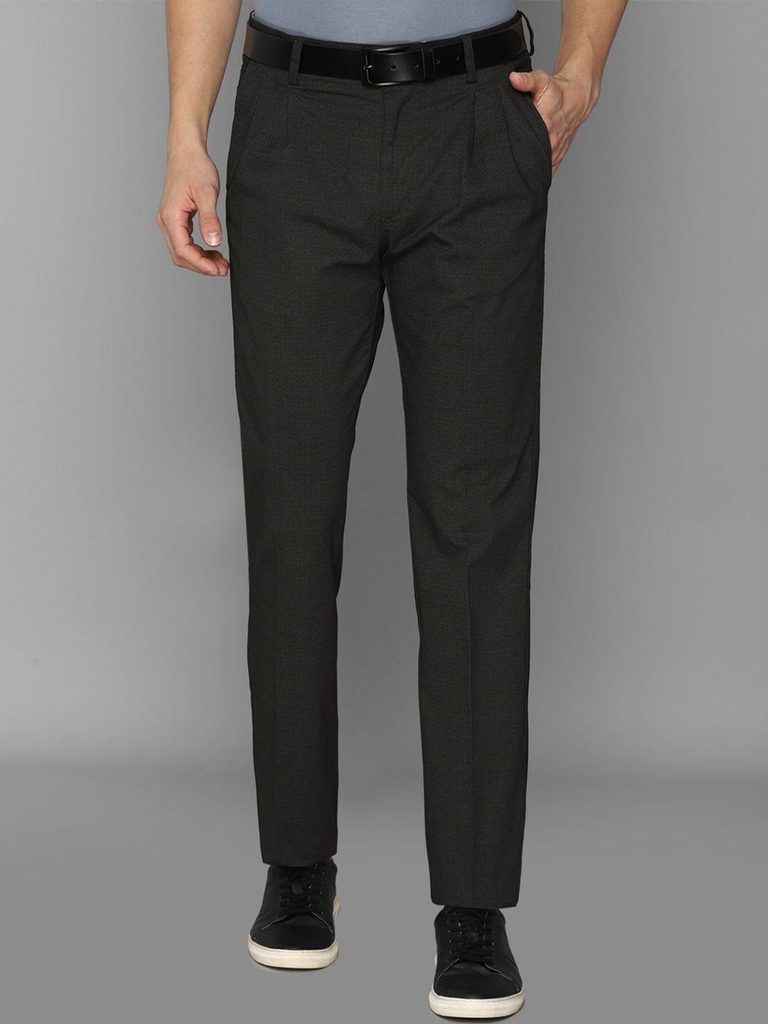 allen solly men black pleated solid trousers