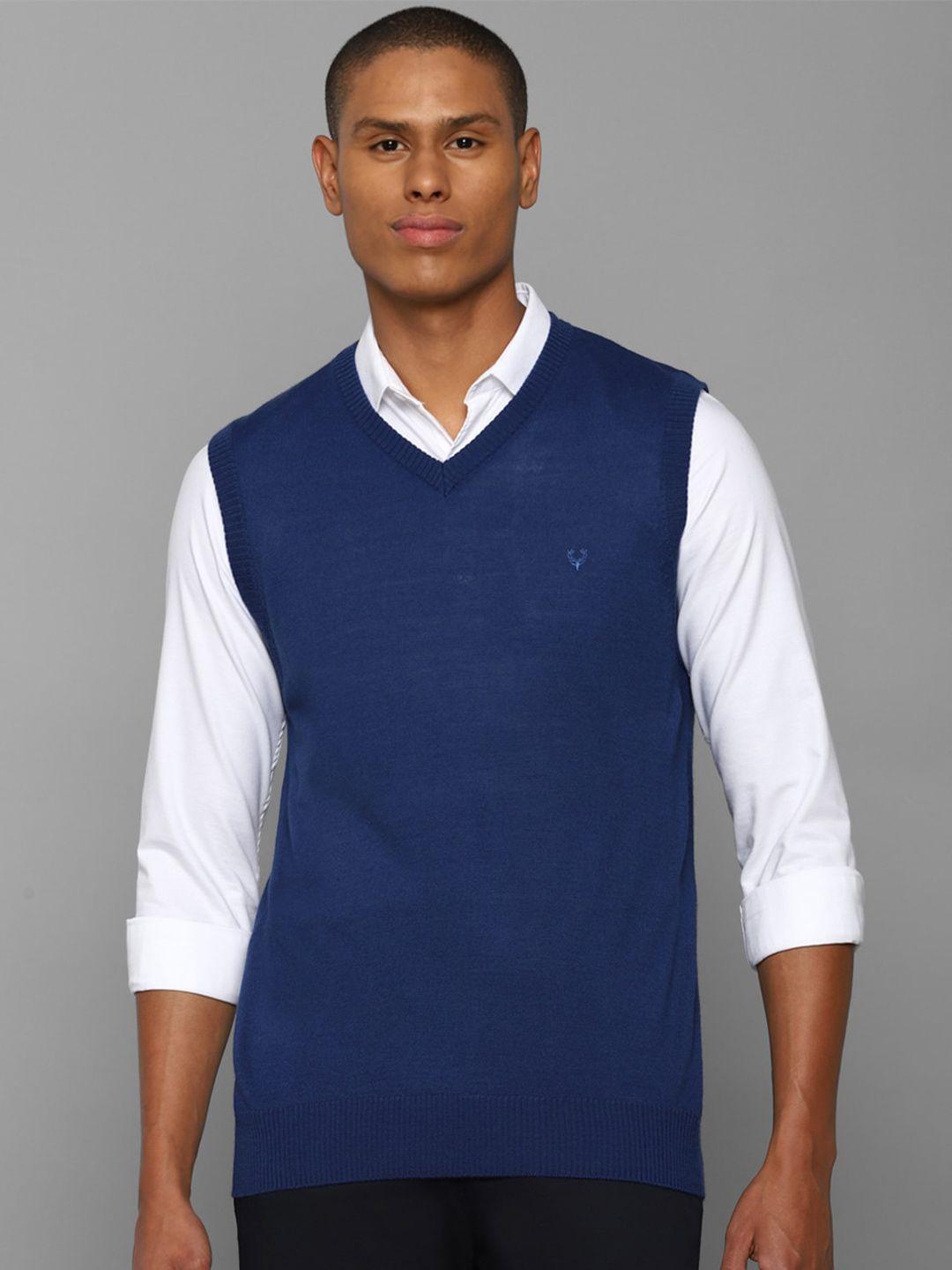 allen solly men blue ribbed sweater vest