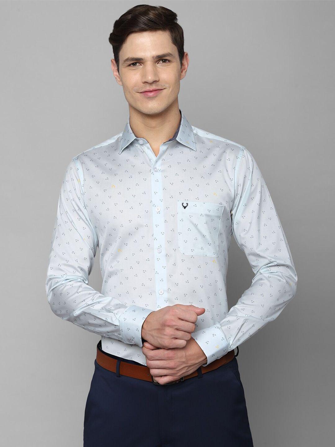 allen solly men blue slim fit micro ditsy printed formal shirt