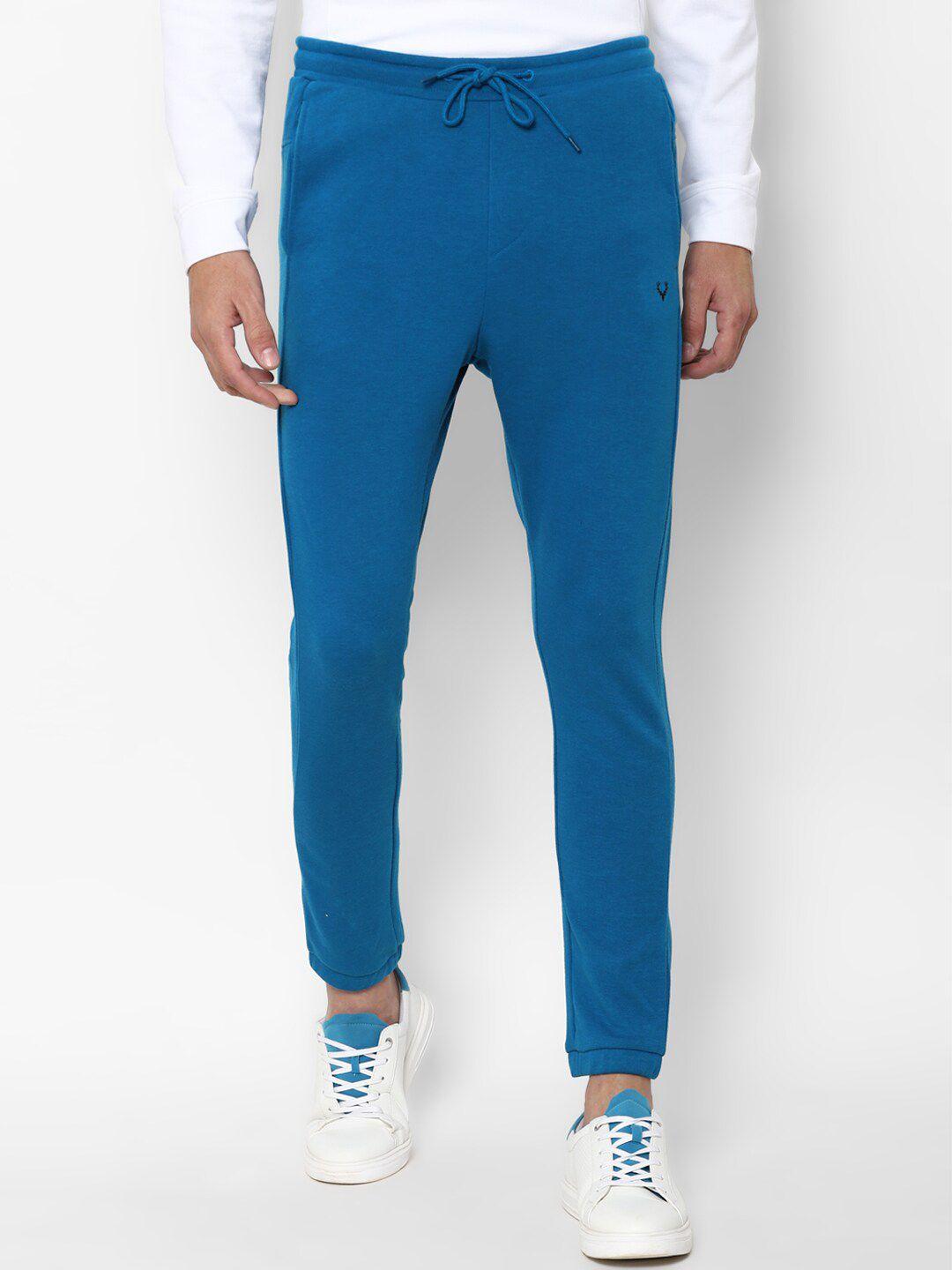 allen solly men blue solid pure cotton joggers