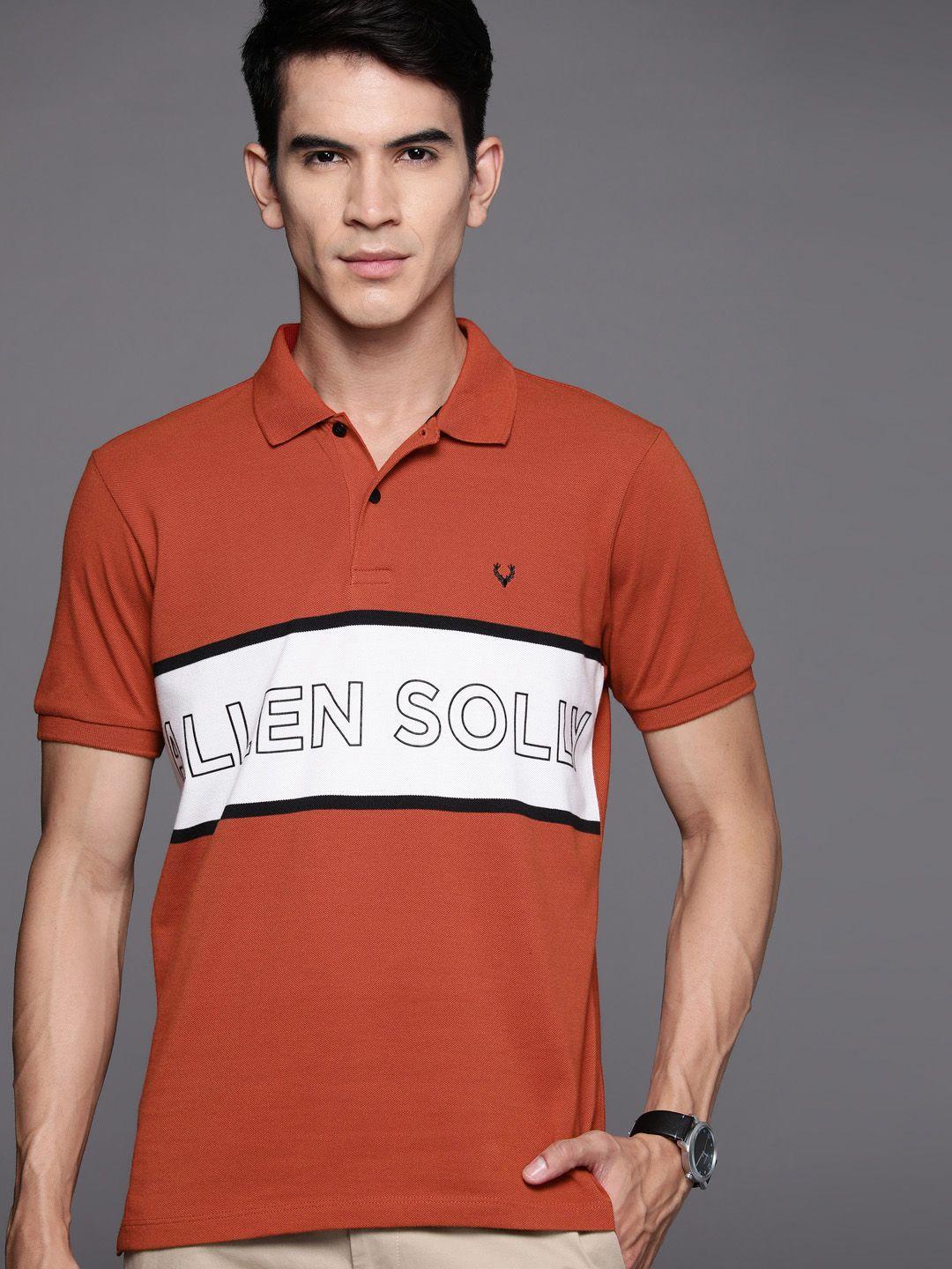 allen solly men brand logo striped slim fit t-shirt