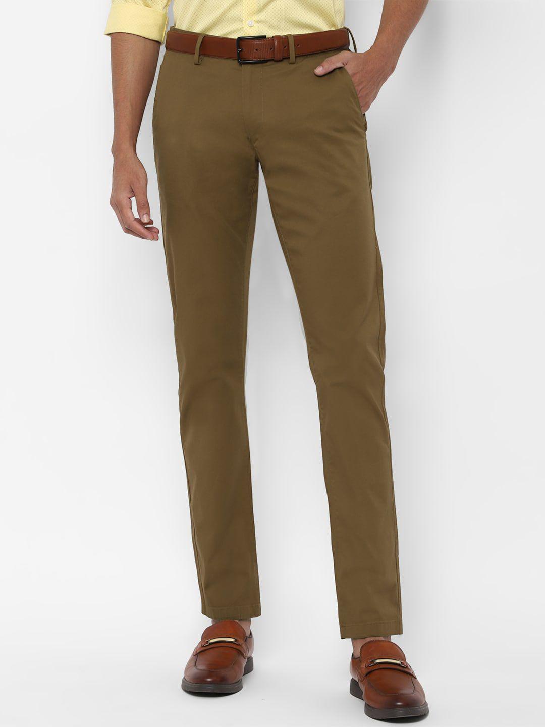 allen solly men brown slim fit trousers