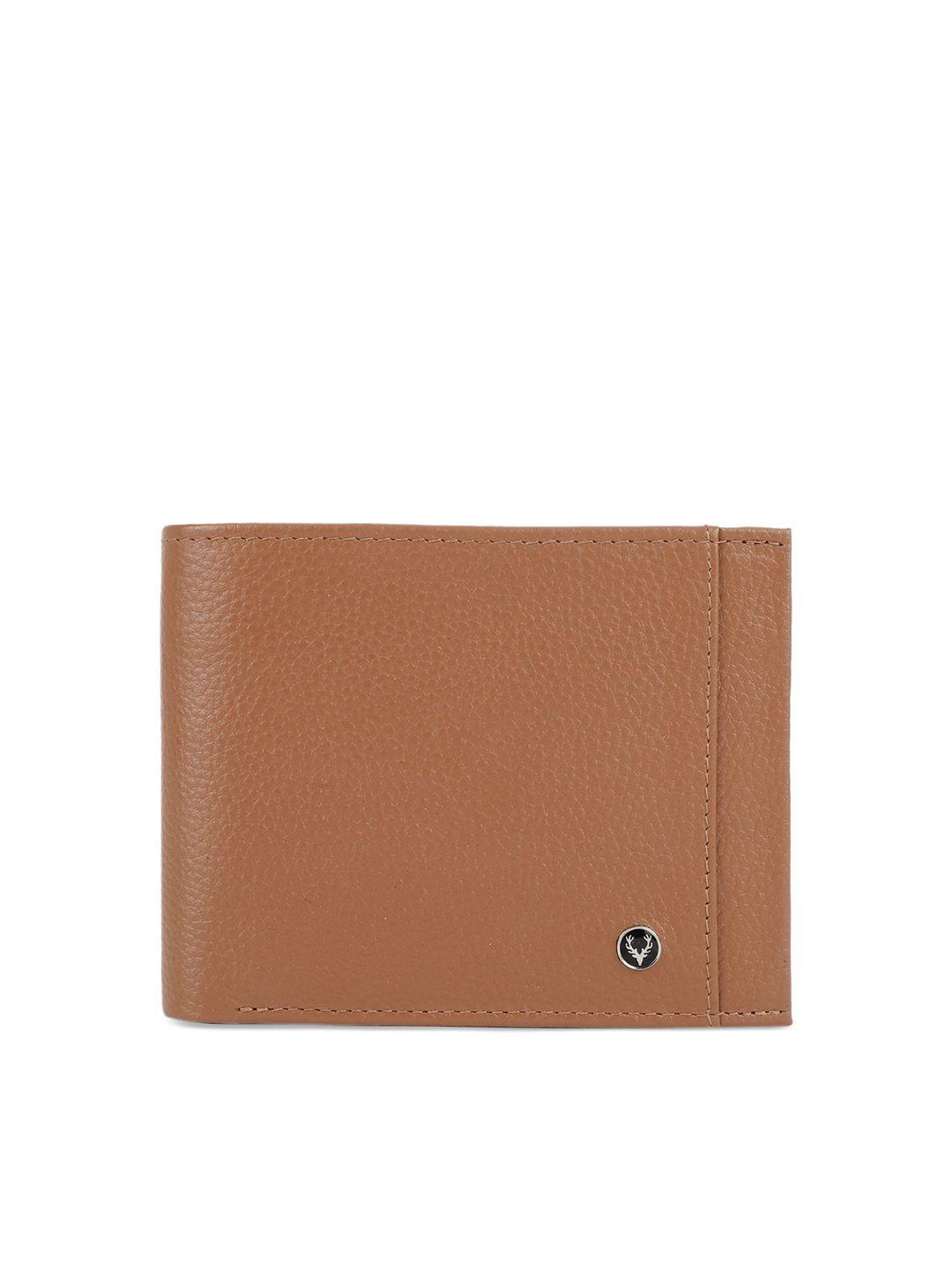 allen solly men brown solid leather two fold wallet