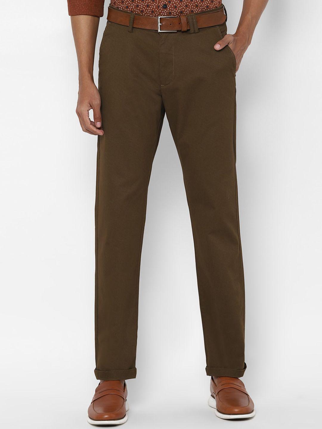 allen solly men brown solid regular fit chinos