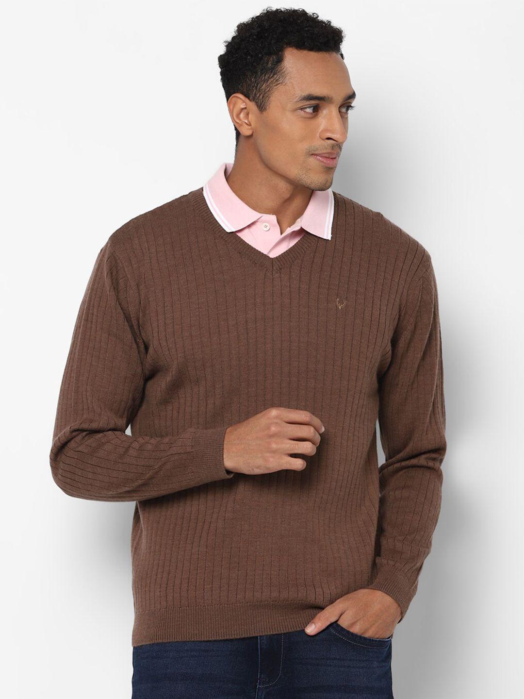 allen solly men brown striped pullover