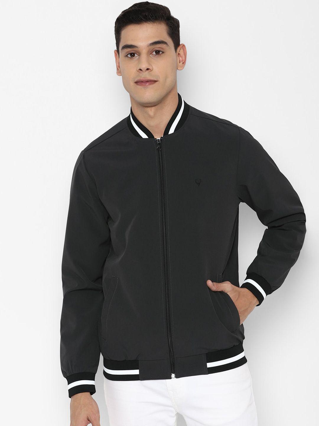 allen solly men charcoal grey varsity jacket