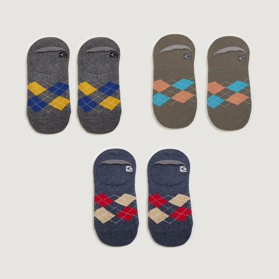 allen solly men checked no-show socks - set of 3