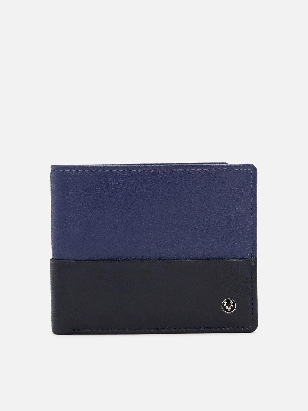 allen solly men colourblocked leather two fold wallet