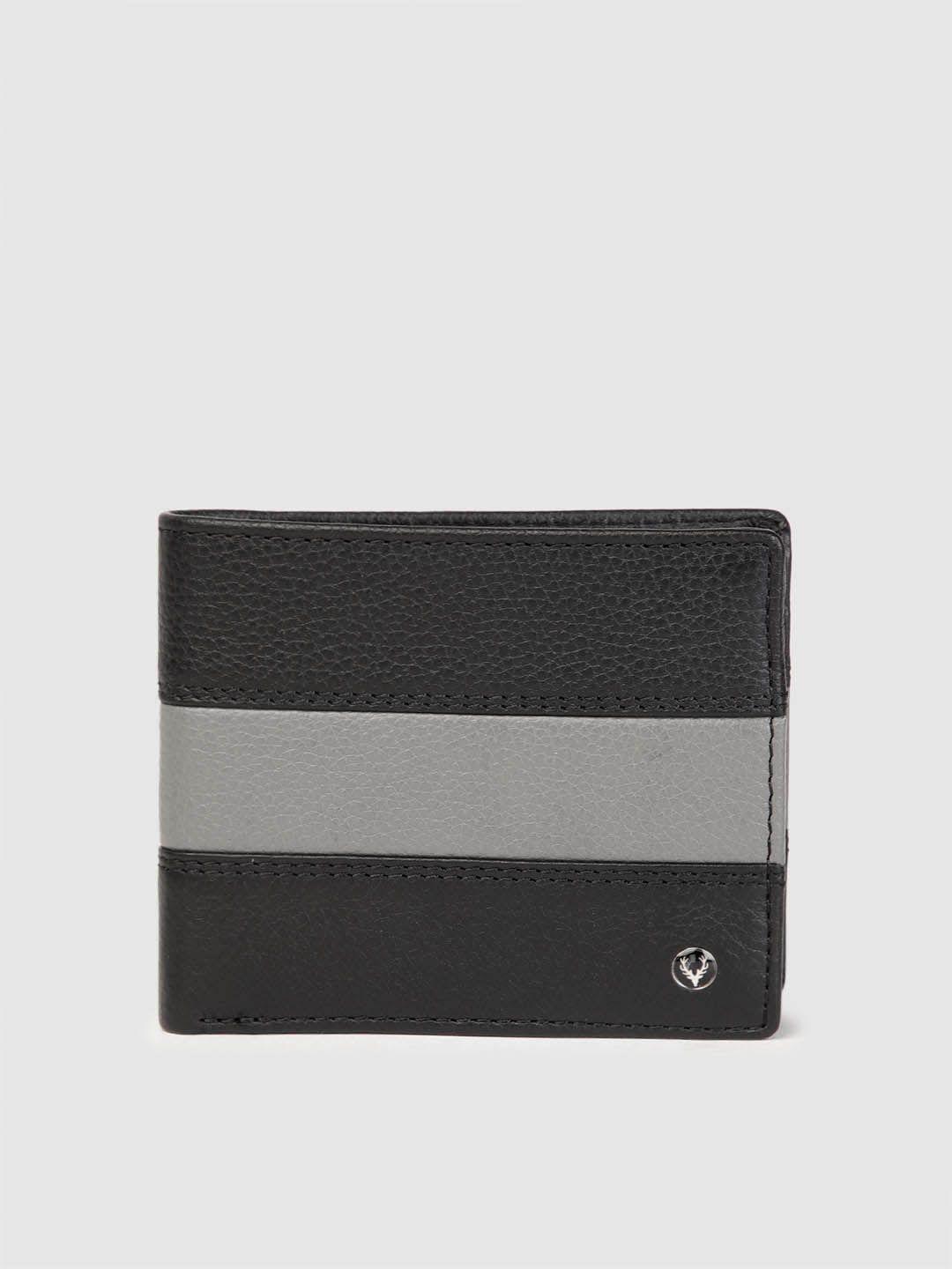 allen solly men colourblocked leather two fold wallet