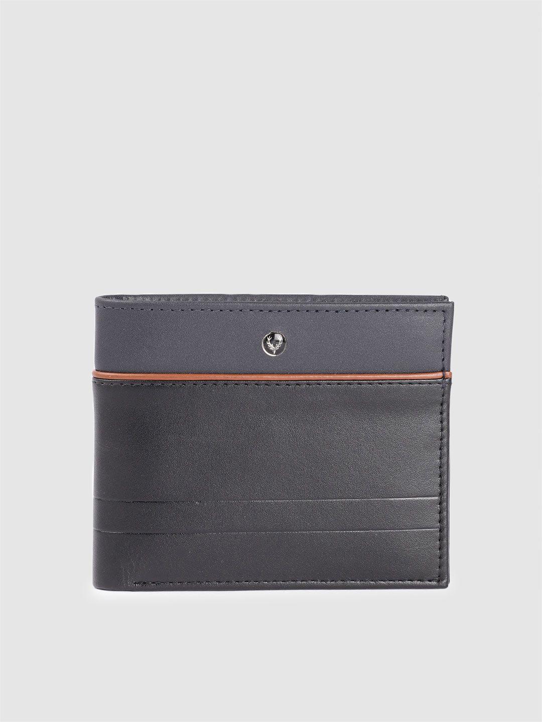 allen solly men colourblocked leather two fold wallet