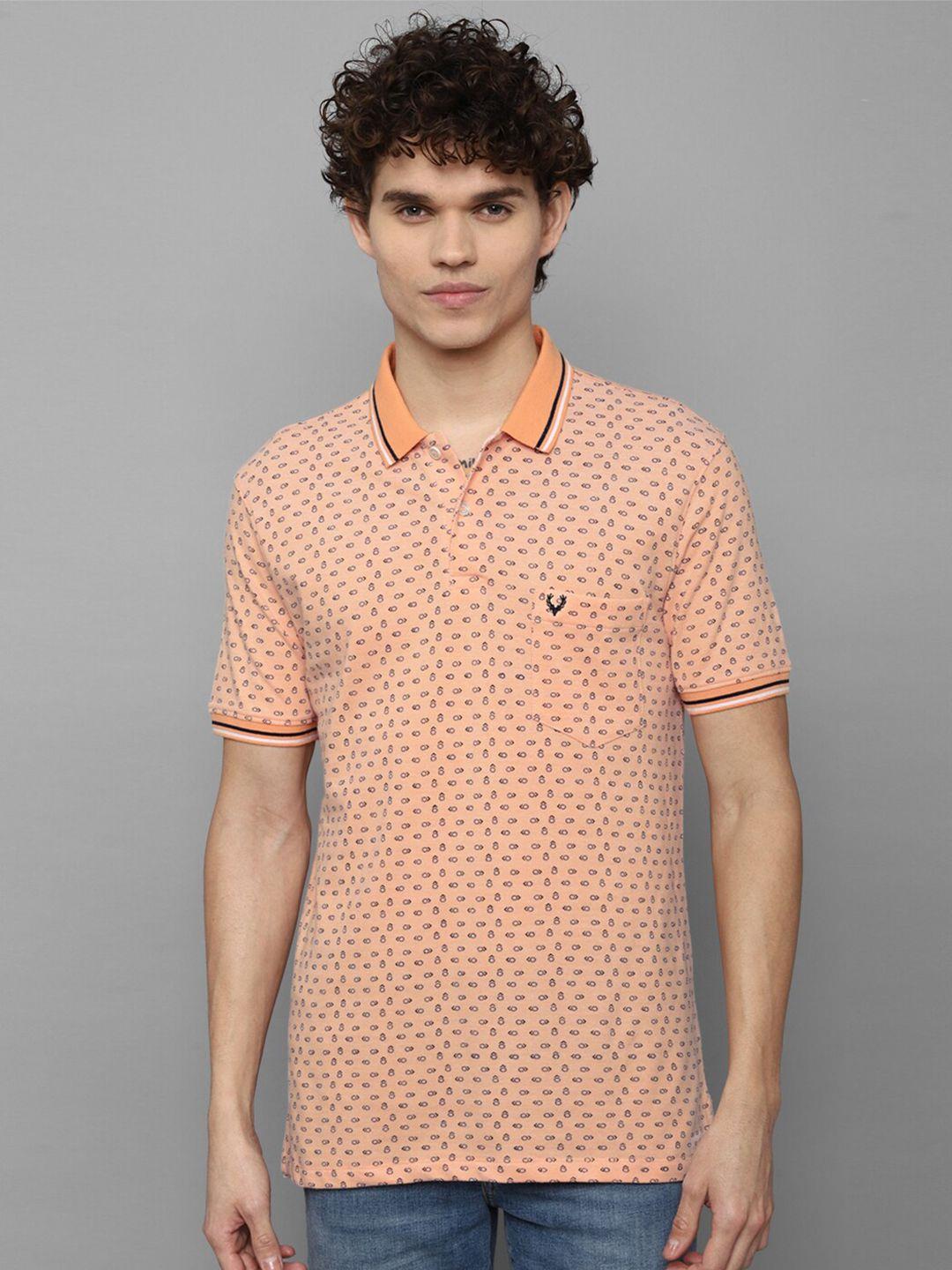 allen solly men cotton orange printed polo collar t-shirt