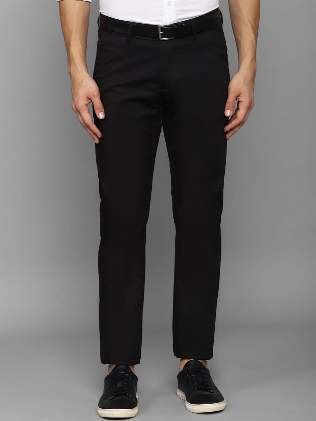 allen solly men cotton solid slim fit trousers