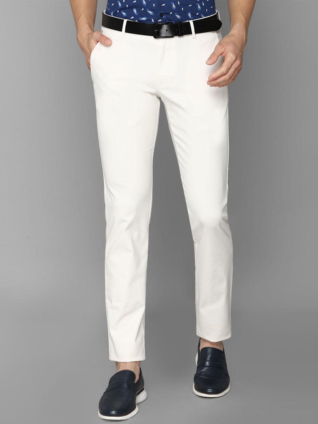 allen solly men cream-coloured slim fit trousers