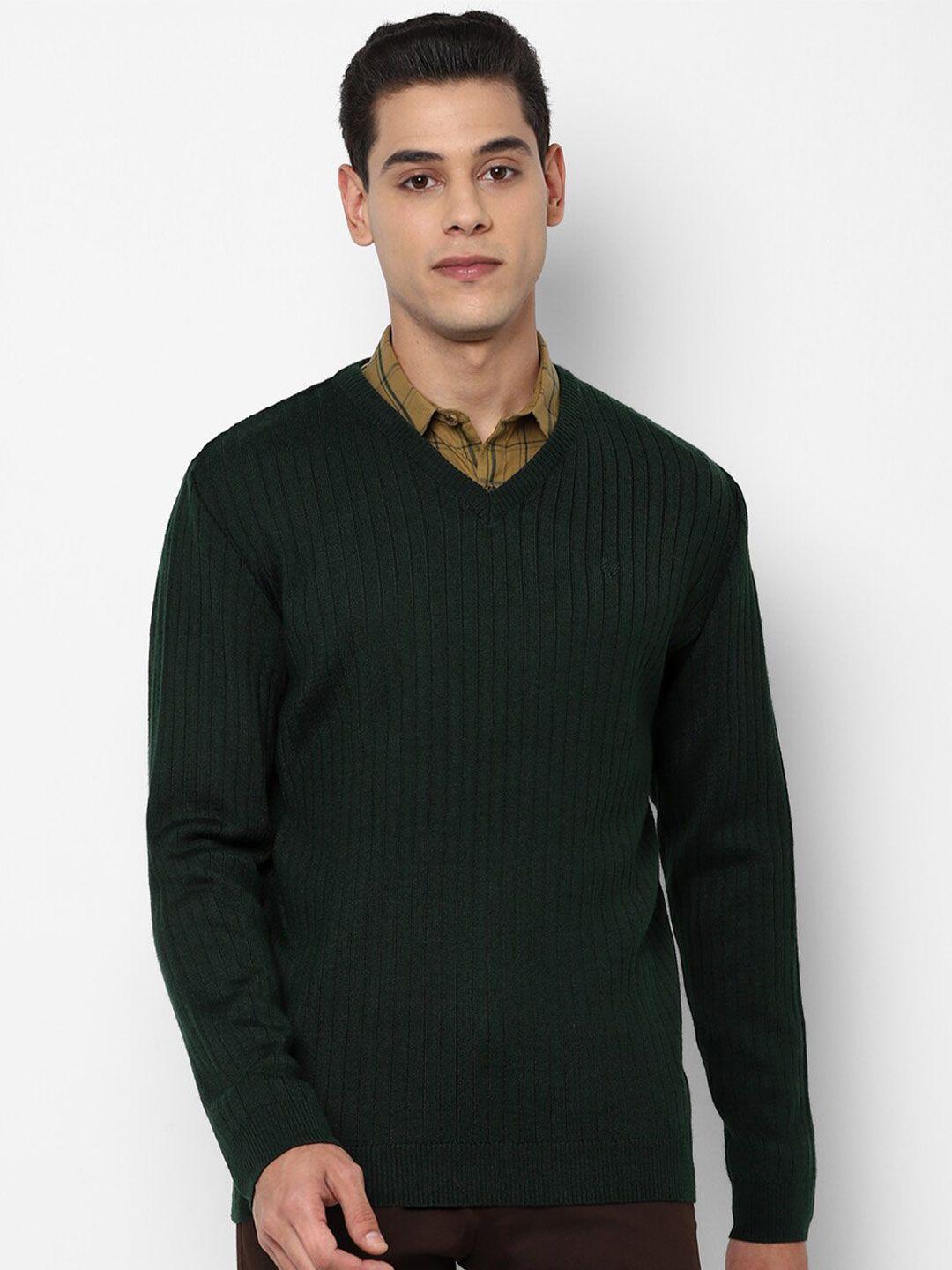 allen solly men green ribbed pullover