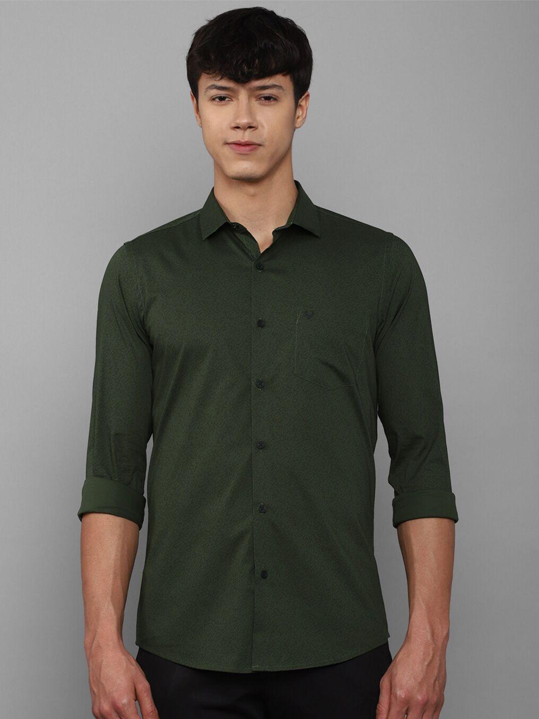 allen solly men green slim fit cotton casual shirt