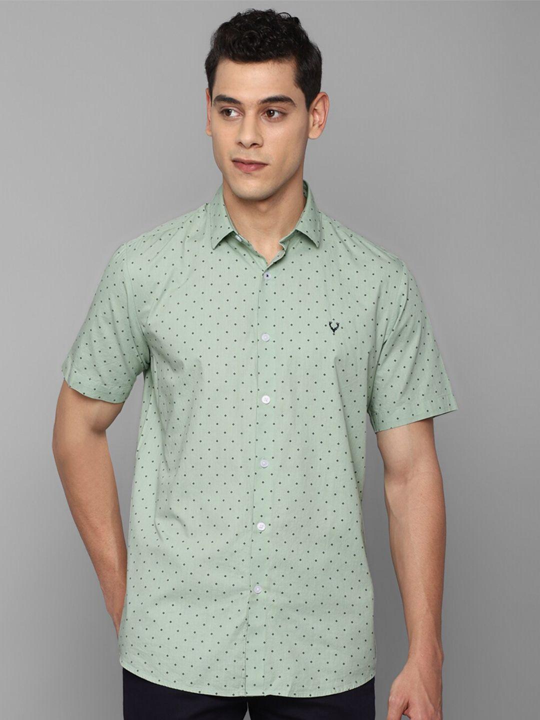 allen solly men green slim fit printed pure cotton casual shirt