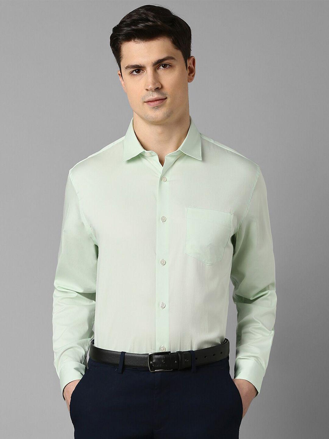 allen solly men green slim fit pure cotton formal shirt