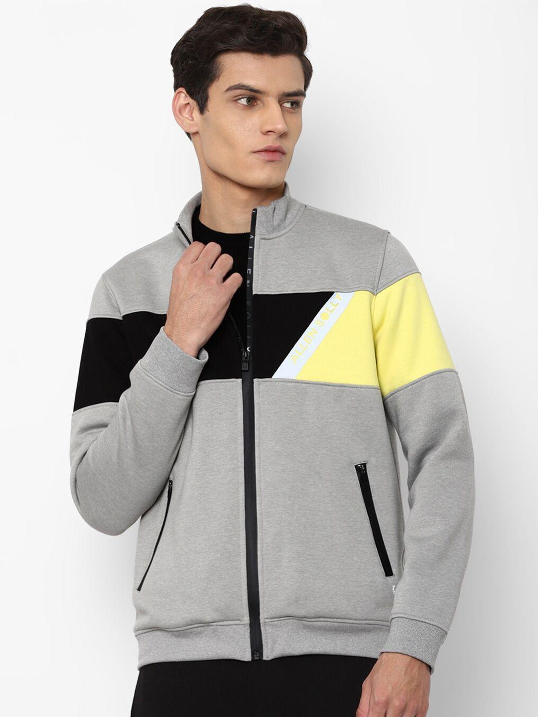 allen solly men grey colourblocked sweatshirt