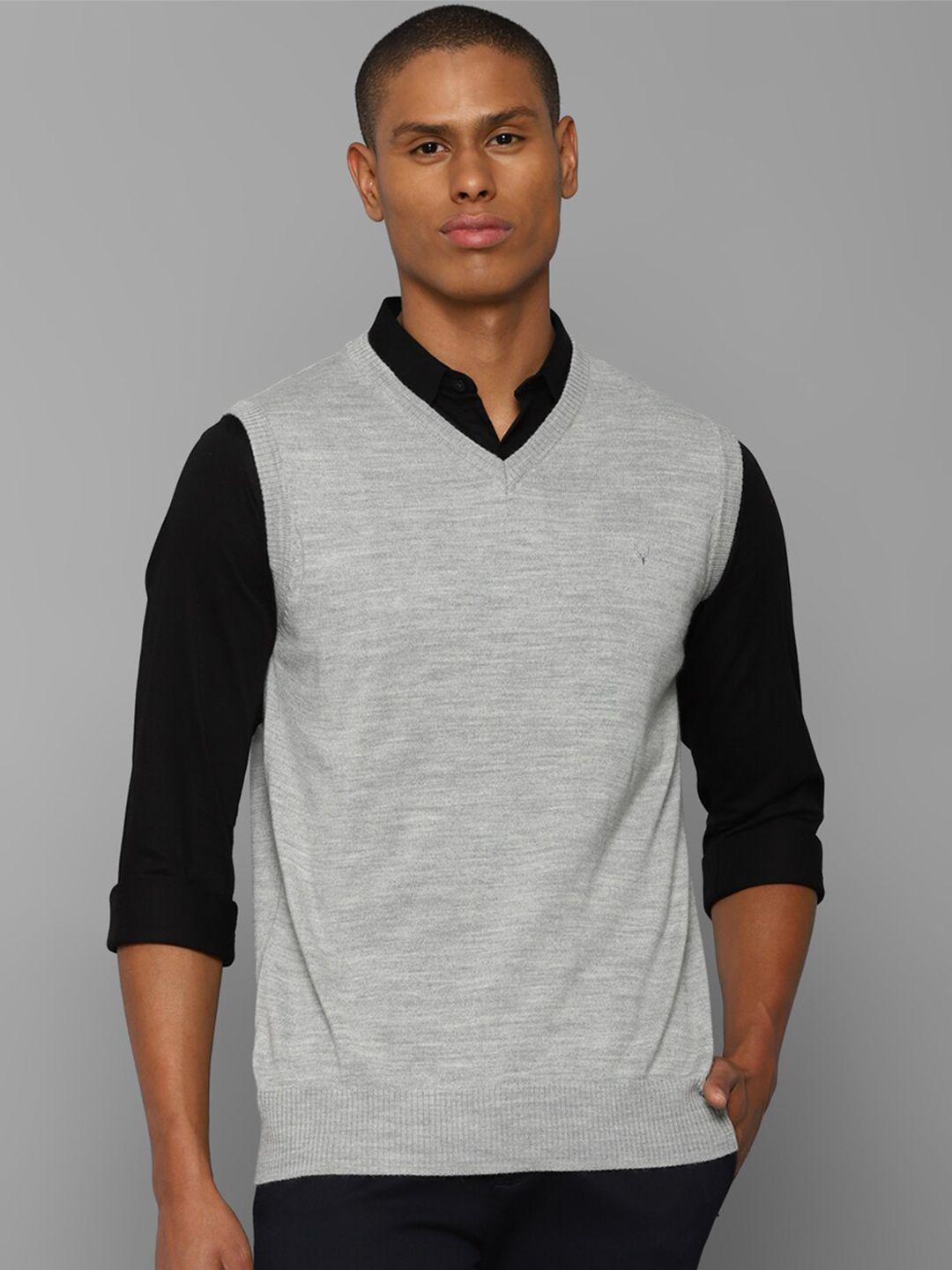 allen solly men grey ribbed sleeveless sweater vest